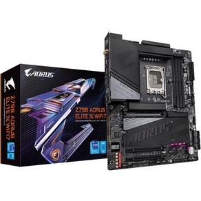 기가바이트 Z790 AORUS 엘리트 AX LGA 1700 인텔 ATX DDR5 쿼드 M.2 PCIe 5.0 USB 3.2 Gen2X2 TypeC인텔 WiFi 6E 2.5GbE, Z790 AORUS ELITE X WIFI7, 1개