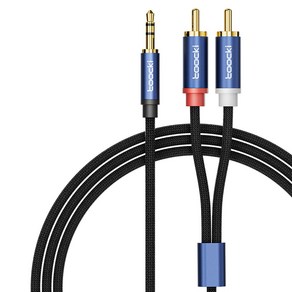 Toocki 툭키 3.5mm 3극 AUX 스테레오 케이블, 불루, 3m, AUX to 2RCA 케이블, 1개