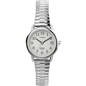 Timex 인디글로 여성용 손목시계 블랙/실버톤/블랙 가죽 스트랩 (T2N525)