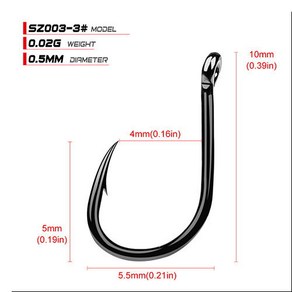 잉어 낚시 후크 블랙 컬러 가시 원형 플라이 낚시 날카로운 후크 탄소강 바다 태클 액세서리 웜 후크 20 개