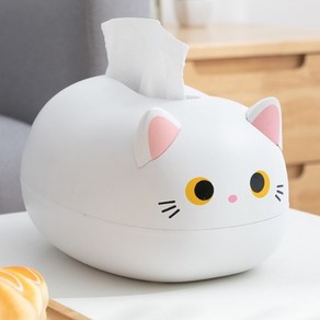 깔끔 고양이 티슈 케이스 여행용 휴대용 휴지 냅킨 케이스 이쑤시개, 화이트, 1개