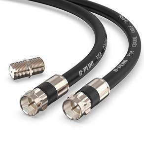 GPLUG 3m10피트 RG6 동축 케이블 커넥터 세트 고속 인터넷 광대역 및 디지털 TV 항공기 위성 연장 내후성 이중 고무 O링 압축 화이트 179031, 1FT, 블랙, 1개