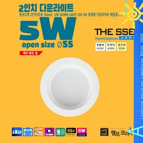 THE SSEN 5W 2인치 다운라이트 원형, 3000K-전구색-따뜻한 느낌 연주황 빛, 1개