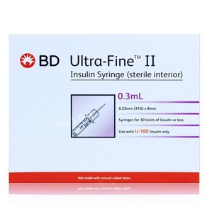 BD 울트라파인2 인슐린 주사기 31G 8mm 0.3ml 328822, BD 울트라파인2 인슐린 주사기 31G 8mm 0.3m, 1개