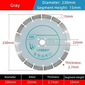 다이아몬드 터보 톱날 직경 9 인치 230mm 경사 보호 치아 커팅 휠 디스크 석재 화강암 석 콘크리트, 01 Gay, 3) Gay, 1개