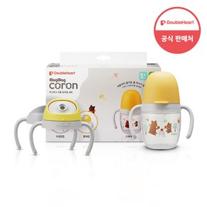 더블하트 마그마그 코롱 스파우트 컵 260ml + 빨대컵 교체용 손잡이 + 드링킹컵 교체용 손잡이 + 빨대 주입구 + 파이프 빨대 + 공통 교체용 가스켓 세트, 혼합색상, 1세트