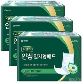 디펜드 안심 일자형 패드 성인용 속기저귀, 3개, 30개입, FREE(onesize)