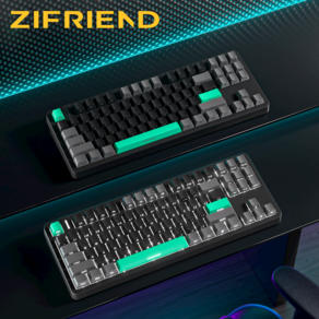 ZIFRIEND G87 LED 기계식 커스텀 게이밍 키보드 유선 리니어 저소음 은축 게임 컴퓨터 자판 PBT키캡 측각 핫스왑 흰빛 87키, black