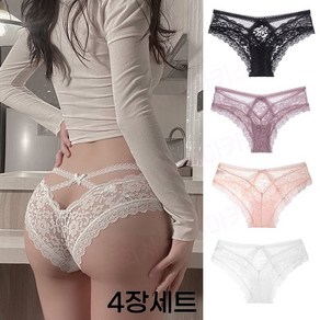 CinemaKiss 4종세트 여성 레이스 팬티 섹시삼각팬티 편한망사팬티 속옷 Women's panties-T344