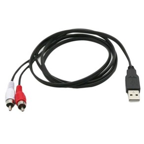 GHSHOP USB 2 RCA 케이블 USB 어댑터 오디오 잭 쉬운 작동 케이블, 1.5m, PVC, 블랙, 1개