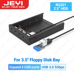 JEYI USB 3.0 전면 패널 허브 광학 드라이브 5.25 패널/3.5 플로피 디스크 베이 지지대 3.0/2.0 컴퓨터 HD용 SATA HDD, 02 RQ321, 02 RQ321