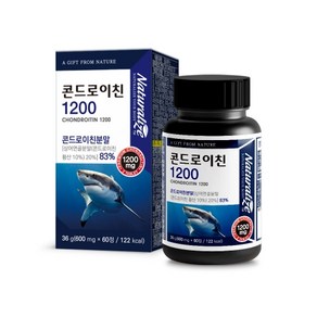 네추럴라이즈 콘드로이친 1200 600mg x 60정 상어연골분말 콘드로이친황산 초록힙홍합분말 백수오추출분말 어골칼슘 함유 콘드로이친 고함량 고순도 제품, 3개