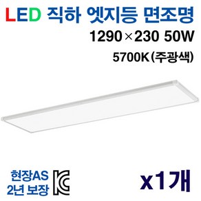 케이시조명 LED 면조명 엣지등 초슬림 초경량 평판등 1290 x 230mm 50W AS 2년 보장, 1개, 5700K