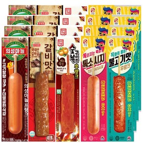 [다만세푸드]의성마늘프랑크4+갈비맛 후랑크 4+숯불구이맛후랑크4+톡소시지4+불고기맛후랑크4 70g 20개/편의점 핫바 소세지, 1개