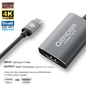 젠더마스터 USB Type-C to HDMI 액티브 컨버터 4K 60Hz, GM102, 1개