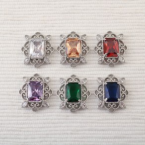 비즈아이 [7310-01]큐빅펜던트 큐빅꽃사각 14x16mm OR 1개