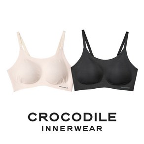 [크로커다일] 감탄브라 소프트핏 쉘론 스트랩 패드일체형 브라2종 라이트베이지 블랙 CDWBR5M1012