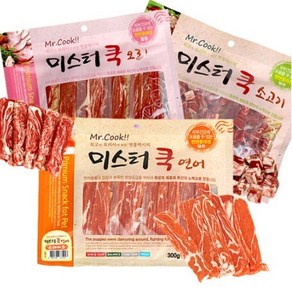 미스터쿡 강아지 간식 스테이크, 3종(소고기/연어/오리), 300g, 9개