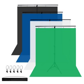 크로마키 배경천 스크린1.5x2m+스탠드, 블랙, 1개