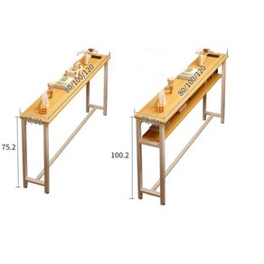 좁고 롱 사이드 바 테이블 폭좁은 슬림 책상 벽 쪽 좁은 침대 장 침실 끝 선반 수납장, 【20cm-홑겹】80×20cm-배나무+블랙홀더