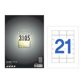 폼텍 전산라벨 IC-3105 잉크젯 투명 라벨지 5p, 21칸, 1권