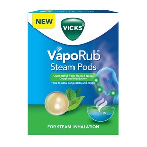 Vicks VapoRub SteamPods(Steam Inhalation elief fom block nose sinus headache cough due to cold), 6개