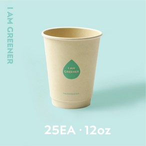 아이엠그리너 대나무 이중 단열 종이컵 PLA 코팅 12온스 400ml, 1세트, 25개