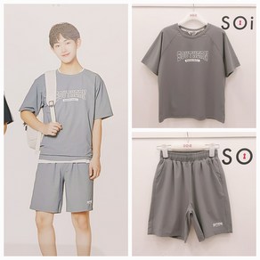 [소이주니어]논현점 24년여름신상 ** 스판소재 벤츄리원단 ** 카키 벤츄리 티 5부 벤츄리 바지 셋트