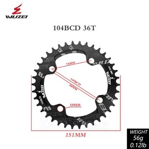 자전거 체인링 톱니 크랭크 wuzei 체인 링 104bcd 30t 32t 34t 36t, 1개