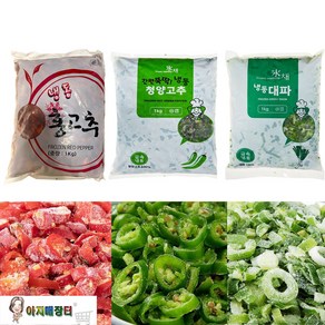 냉동야채3종 홍고추 청양고추 대파 슬라이스 세트 (각1kg), 1세트, 1kg