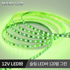 슬림 LED바 5MM 플렉시블 스트립 줄조명 12V 5M롤 액자 광고판 메뉴판 도광판, 2835 5mm 120 12V 04번_그린, 1개