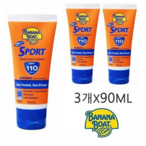 바나나보트 스포츠 썬 스프레이 로션 자외선차단제 spf110 Banana Boat sunceen lotion SPF110 PA+++ 90ml, 3개