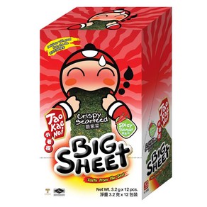 Big Cispy Seaweed Snack Sheets by Tao Kae Noi  S Tao Kae Noi의 Big Cispy Seaweed Snack Sheets  매콤, 1개