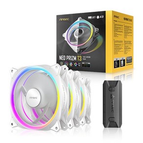 [Antec] Neo PRIZM T3 120 PWM ARGB [컨트롤러] [화이트] [3PACK], 3개