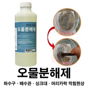 허브크린 오물분해제 HERB CLEAN 머리카락막힘 세면대 하수구막힘 욕조막힘, 1개, 1L