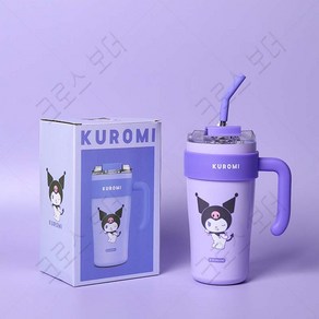 크로스 보더 산리오 860ml 텀블러 대용량 보온병 빨대컵 캐릭터, 보라색, 1개