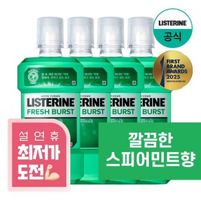 리스테린 후레쉬 버스트 구강청결제, 750ml, 4개