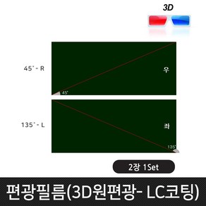 3D원편광필름 LC코팅형 25*25cm(250*250mm) 좌우 2장 1세트, 반투명