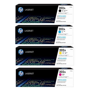 HP colo lasejet PRO M254dn 정품토너 4색1세트 CF500A/CF501A/CF502A/CF503A 검정 1 400매/칼라 1 300매 NO.202A, 1개, 검정+컬러