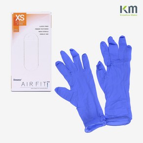 케이엠헬스케어 도우 진료용 니트릴 장갑 에어핏 라텍스프리 100쌍 KM Healthcae DOWOO Nitile Latex Fee Aifit Glove, M, 100세트