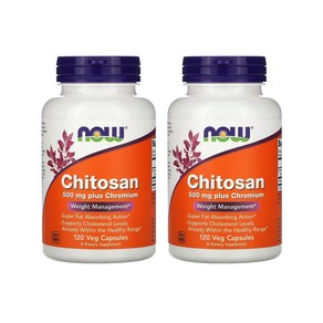 NOW Chitosan 500mg plus Chromium 나우 키토산 크롬 키틴 키토산음식 키토산효능 120캡슐 2통