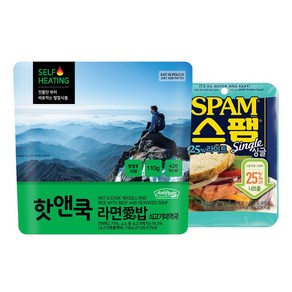 이지밥 핫앤쿡 라면애밥 쇠고기미역 + 스팸세트 발열도시락 전투식량 비상식량 캠핑음식 한라산간편식 등산음식