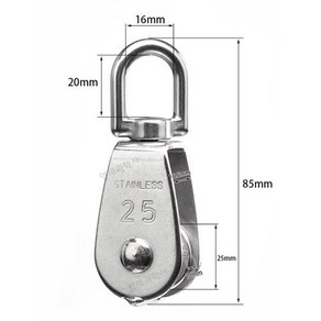 스텐인리스 도르래 2.5cm 도르레 폴리블럭 거중기 미니 소형 개이동줄 꼬임방지회전고리 스텐, 1개