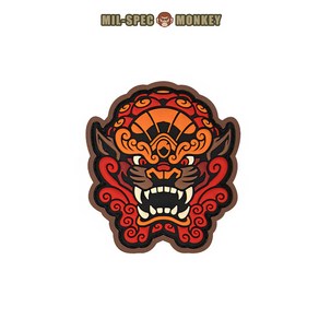 MSM Foo Dog Head 2 PVC Patch RED 밀스펙 몽키 푸도그 헤드 패치 벨크로 와펜 선물 악세사리 한강사, 1개