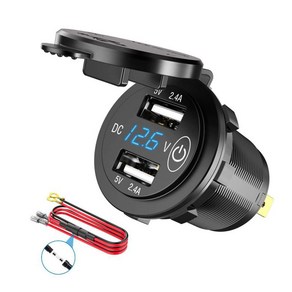 시거잭 블루 자동차 오토바이 시거잭 USB 충전기 멀티 시가 소켓 12-24V 매립형 터치전원