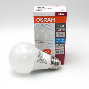 오스람 LED 9W 프리볼트 110V 240V 주광색 E26, 1개