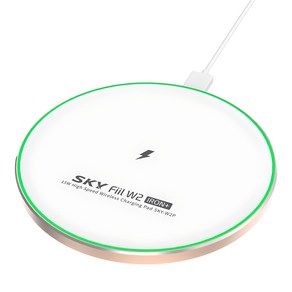 SKY 필 W2 아이언 플러스 고속 무선충전기 패드, 화이트 + 골드, 1개