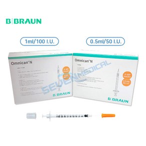 비브라운 인슐린 주사기 31G 8mm 0.5ml 1ml 100입, 31G 8mm 1ml, 1개