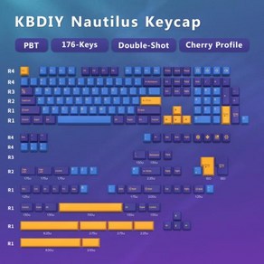 KBDiy GMK MasGeen 키캡 체리 프로필 더블 샷 PBT ISO 키캡 DIY 게이머용 기계식 키보드 키트 게임 포인트 키캡, 적축, 없음, 4) GMK Nautilus