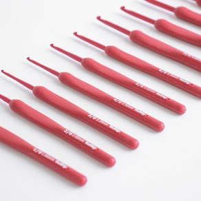 [울클럽] 튤립 에티모 레드 쿠션그립 모사용 코바늘, 3／0호 （2.2mm）, 1개